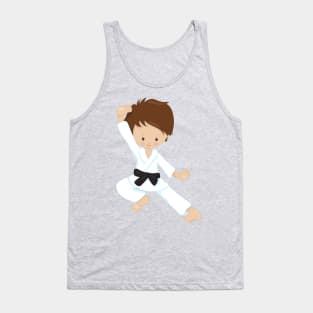 Karate Boy, Cute Boy, Brown Hair, Black Belt Tank Top